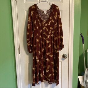 Ava+Viv XXL burnt orange red fall floral cottage core maxi dress